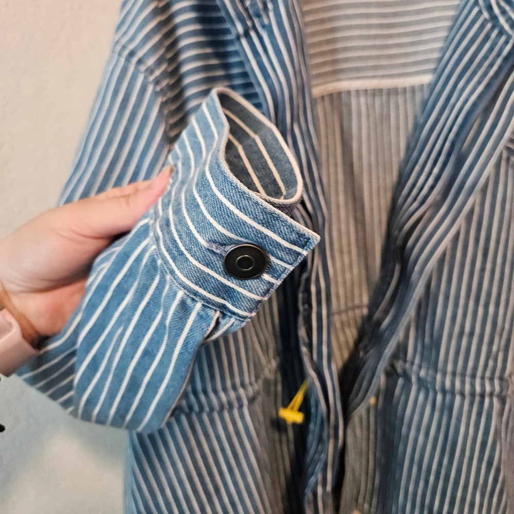 Future Collective Gabriella Karefa-Johnson Striped Denim Jacket Blue White 1X - Picture 4 of 9